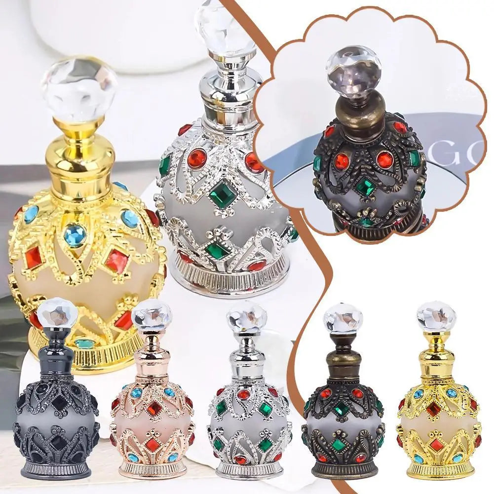 ✨ Botella de Perfume de Vidrio de Lujo 15 ml. – Diseño Árabe Exclusivo ✨